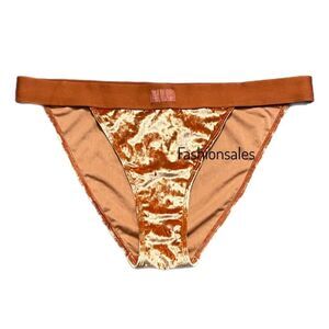 Victorias Secret Pink Luxe Crushed Velvet Bikini Panty ginger XXL